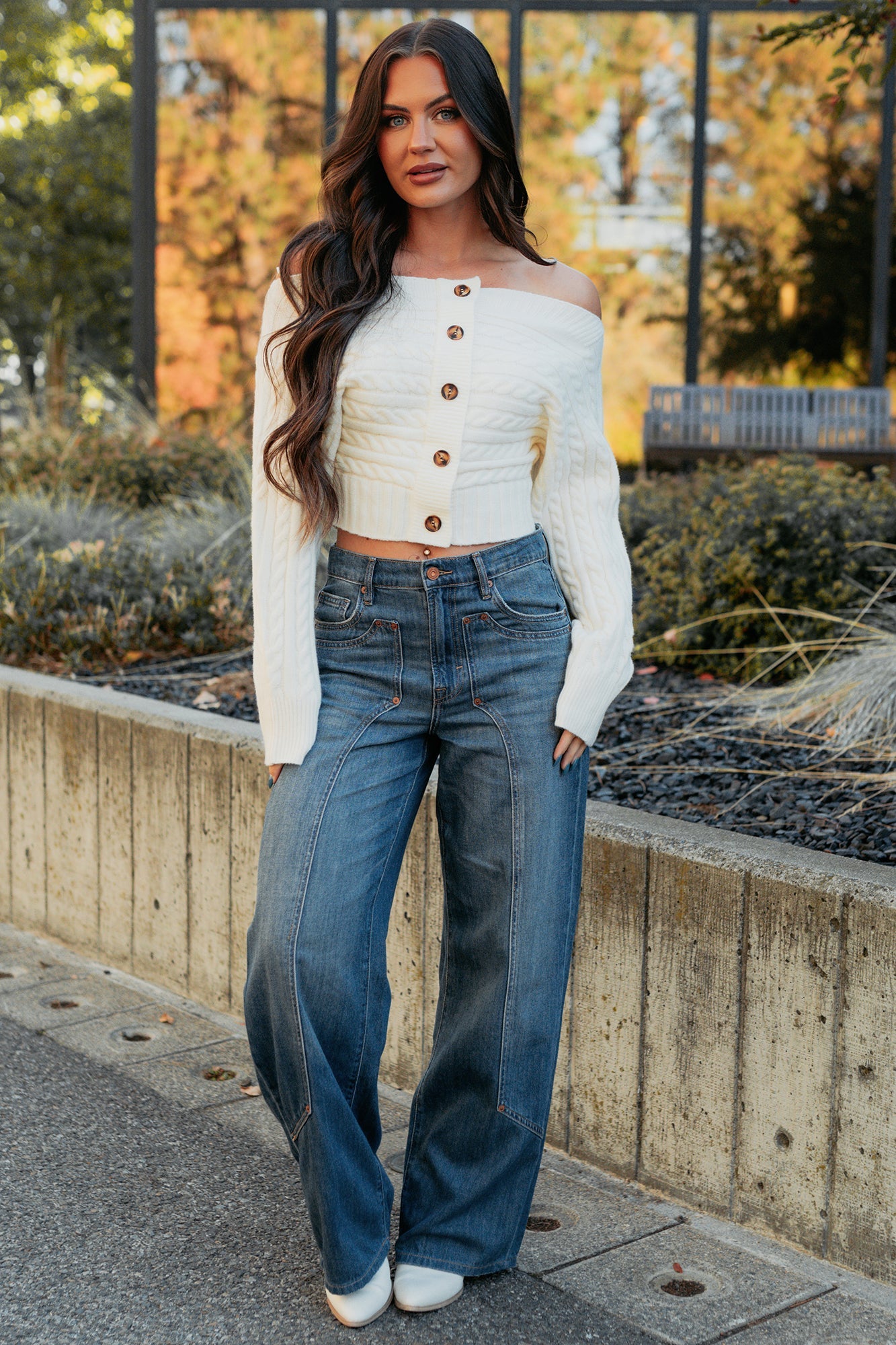 Elise Vintage Baggy Wide Leg Hidden Jeans (Medium)