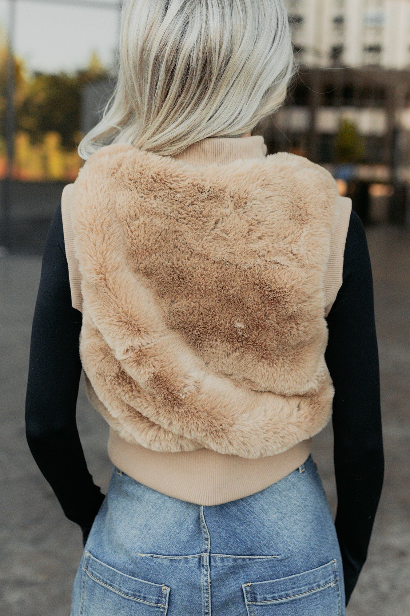Needing You Near Faux Fur Zip-Up Vest (Khaki)