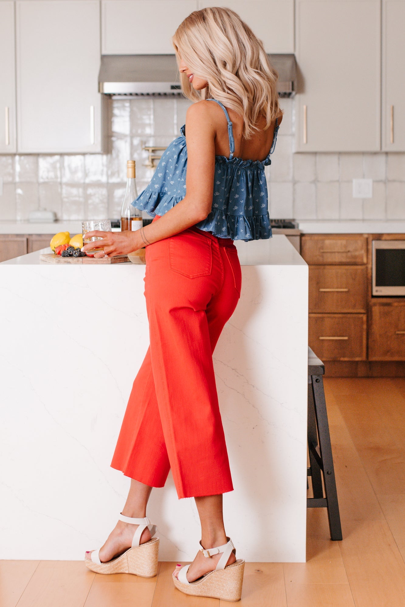 Power From Within Floral Crop Top (Denim)