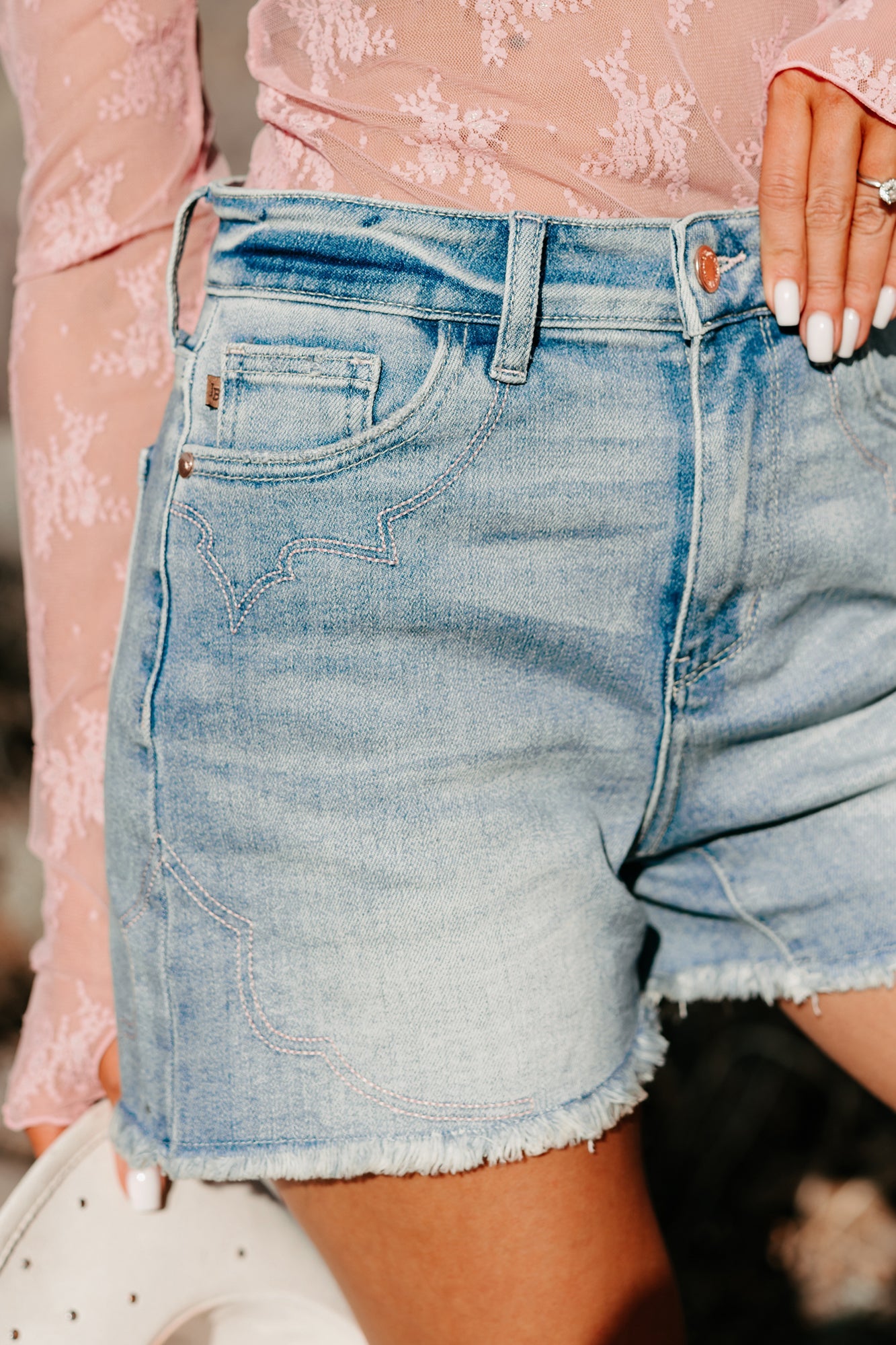 Brylee Western Embroidered Judy Blue Shorts (Light)
